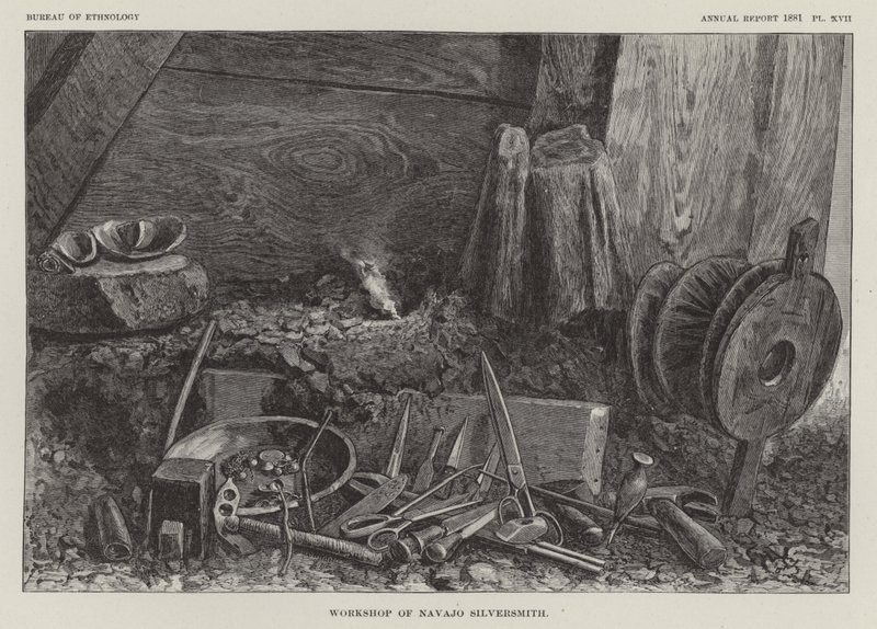 Werkstatt des Navajo-Silberschmieds von American School