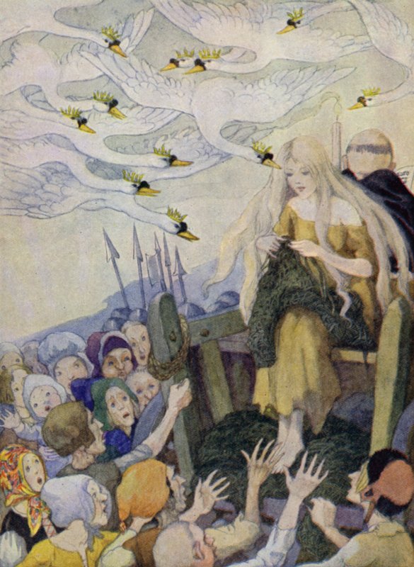 Die wilden Schwäne (Farblithografie) von Anne (after) Anderson