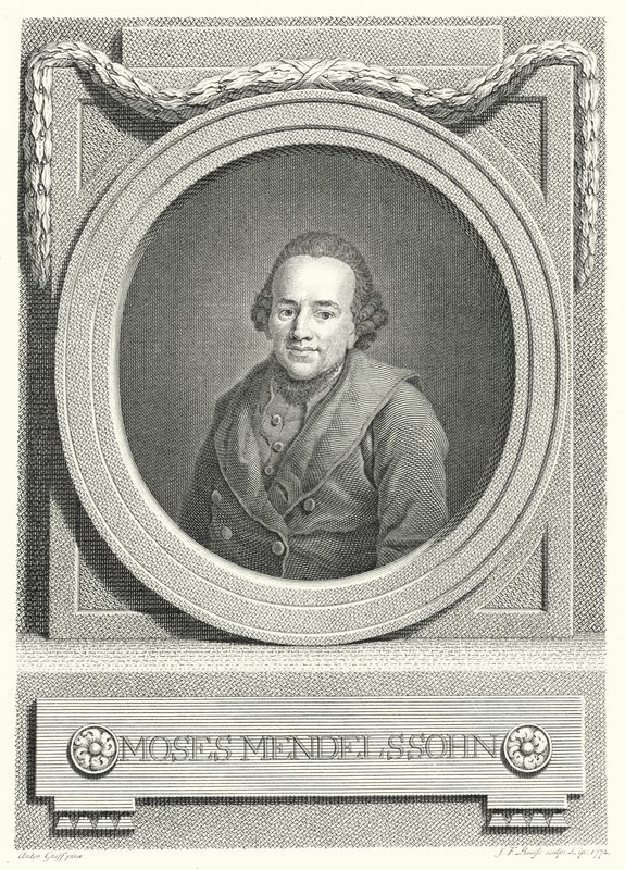 Moses Mendelssohn, deutscher jüdischer Philosoph (Stich) von Anton (after) Graff