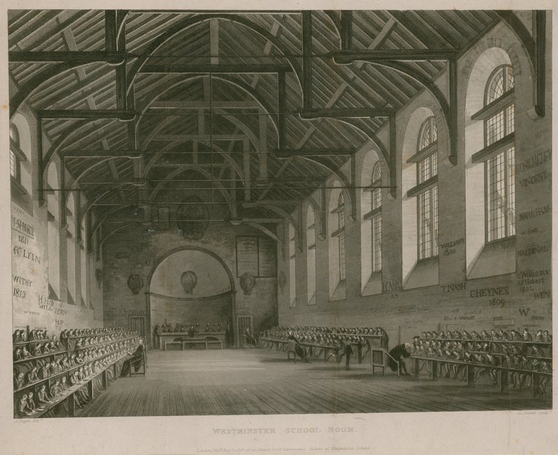 Innenansicht der Westminster School von Augustus Charles Pugin