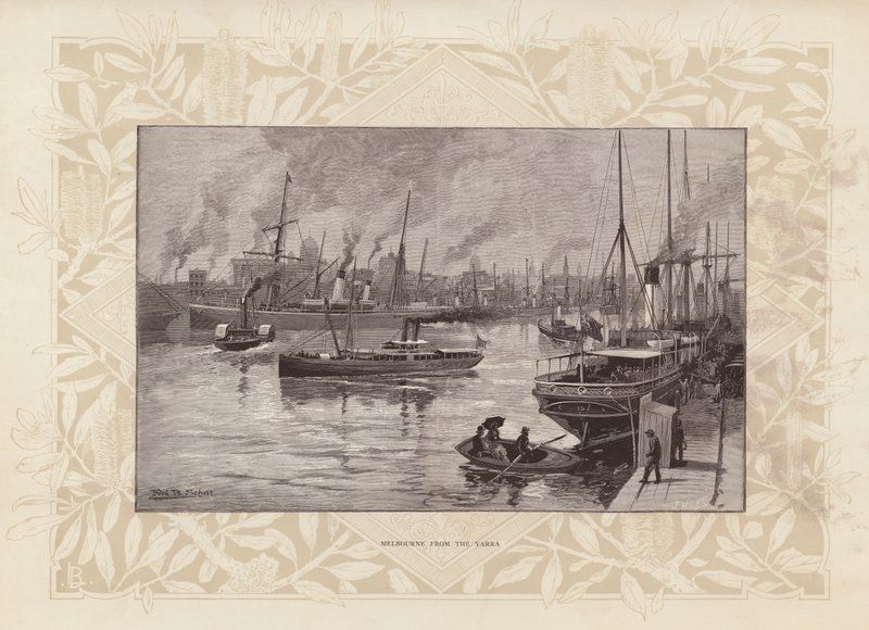 Melbourne vom Yarra aus (Gravur) von Australian School