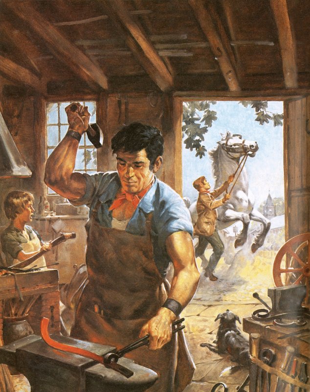 Schmied bei der Arbeit von Barrie Linklater