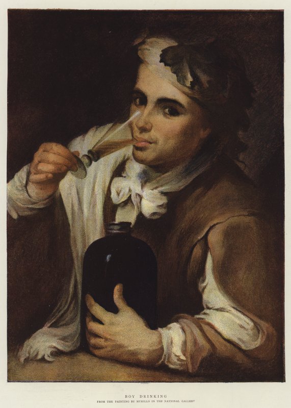 Junge trinkt von Bartolomé Esteban Murillo