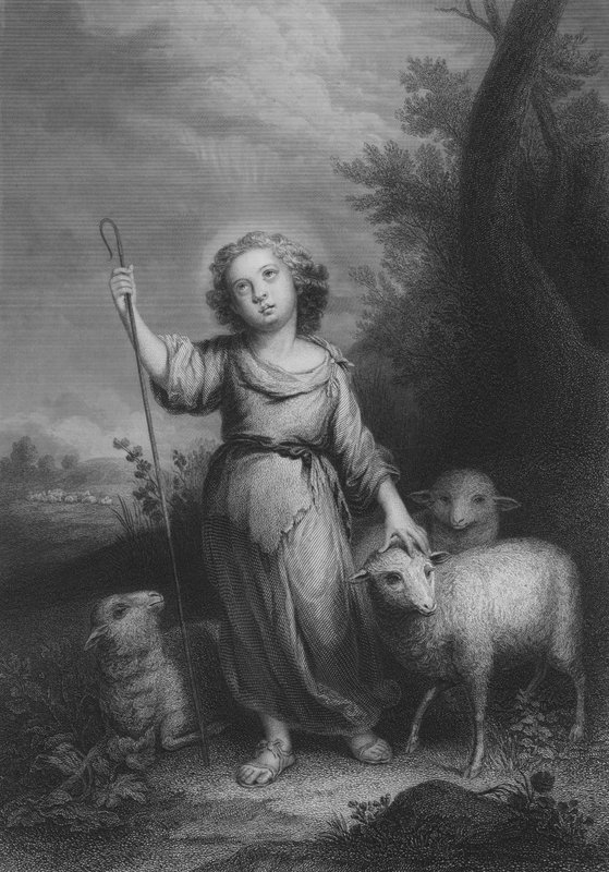 Der gute Hirte (Stich) von Bartolome Esteban (after) Murillo