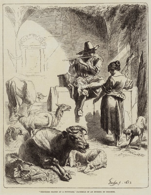 Hirte, der an einem Brunnen sitzt von Benjamin Herring