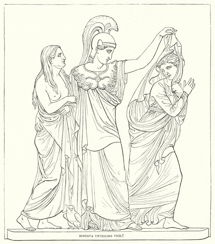 Minerva enthüllt das Laster von Bertel after Thorvaldsen