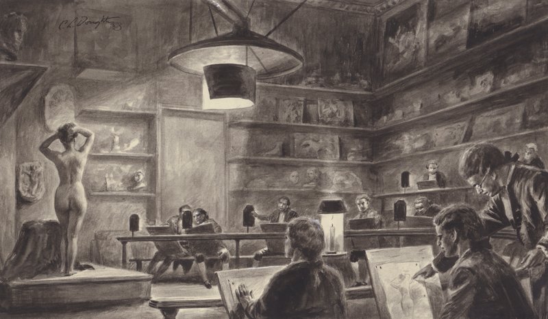 Aktklasse an der Royal Academy, London von C.L. Doughty