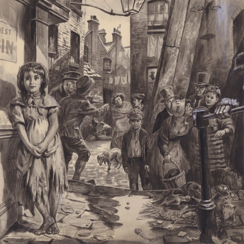 Viktorianische Slumszene von C.L. Doughty