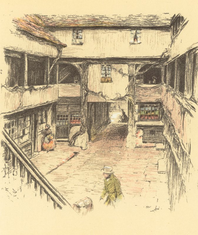 The New Inn, Gloucester von Cecil Charles Windsor Aldin