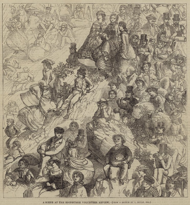 Eine Szene bei der Edinburgh Freiwilligen-Überprüfung von Charles Altamont Doyle