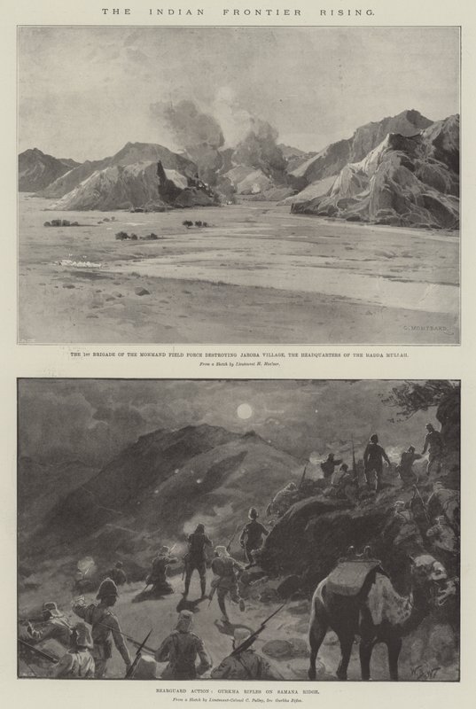 Der Aufstand an der indischen Grenze von Charles Auguste Loye