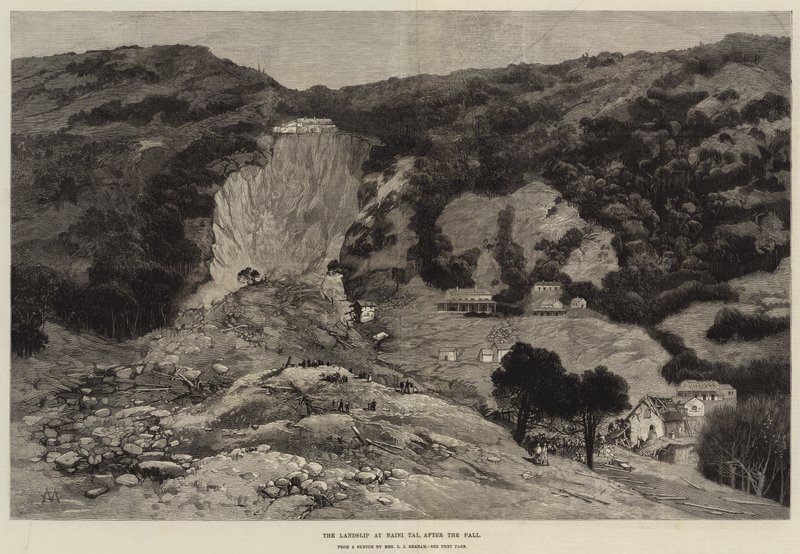 Der Erdrutsch in Naini Tal, nach dem Fall von Charles Auguste Loye