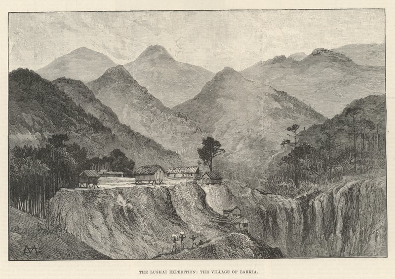 Die Lushai-Expedition, das Dorf Larkia von Charles Auguste Loye