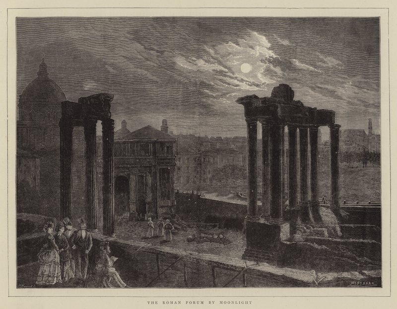 Das Forum Romanum bei Mondschein von Charles Auguste Loye