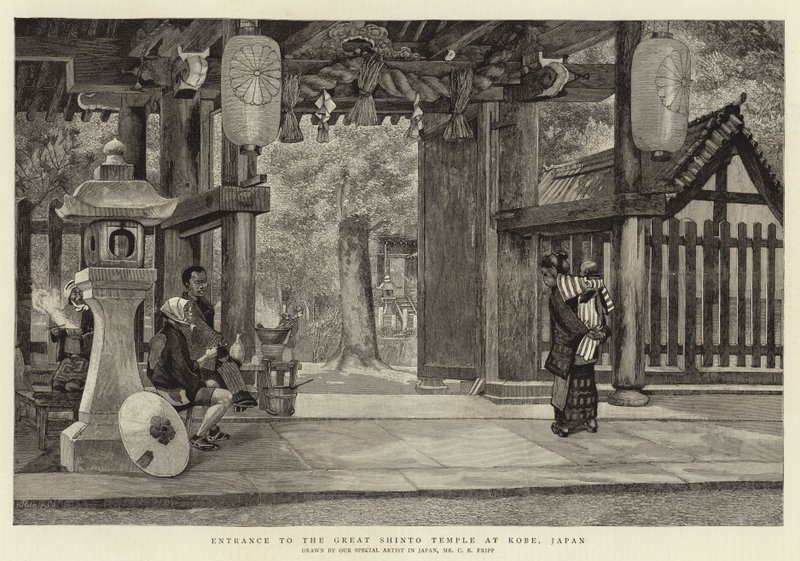 Eingang zum Großen Shinto-Tempel in Kobe, Japan von Charles Edwin Fripp