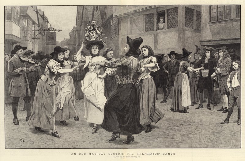 Ein alter Maientagsbrauch, der Tanz der Milchmädchen von Charles Green