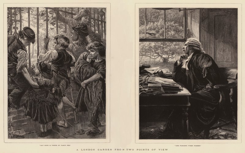 Ein Londoner Garten aus zwei Blickwinkeln von Charles J. Staniland