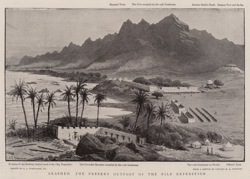 Akasheh der gegenwärtige Außenposten der Nil-Expedition von Charles J. Staniland