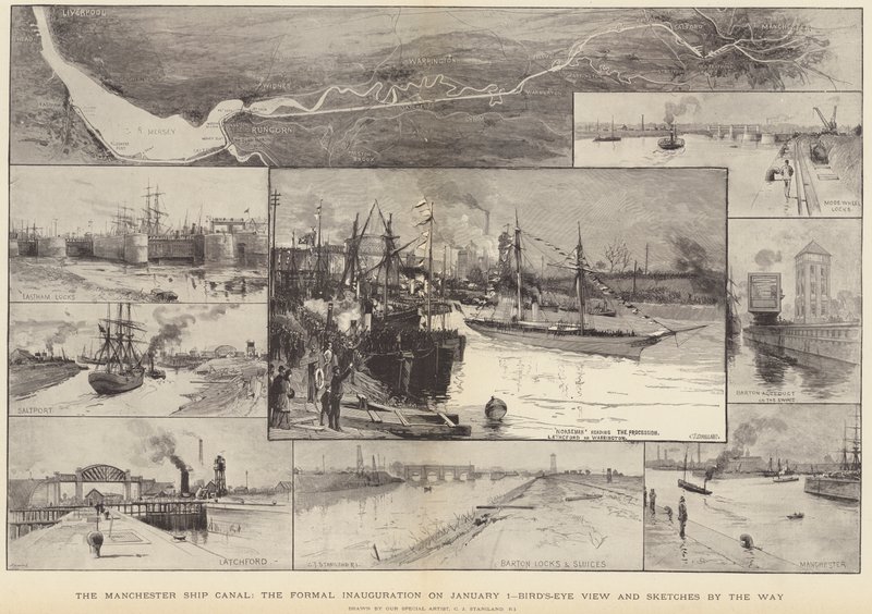 Der Manchester Ship Canal, die feierliche Eröffnung am 1. Januar von Charles J. Staniland
