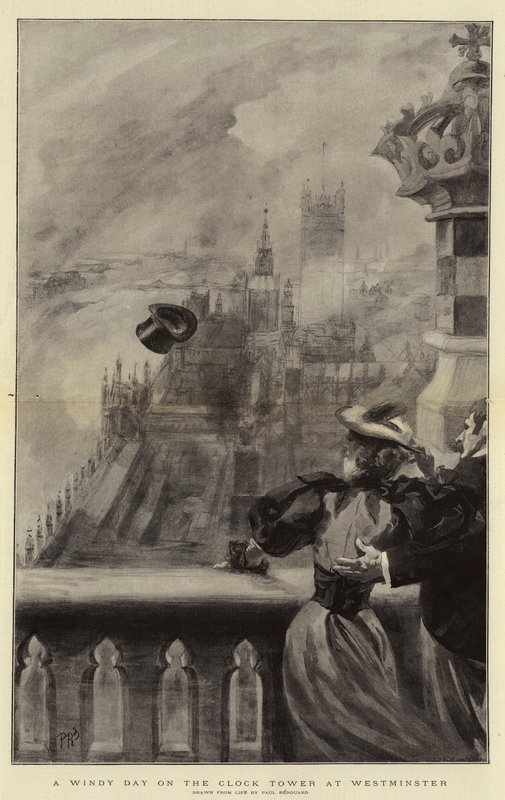 Ein windiger Tag auf dem Uhrturm in Westminster von Charles Paul Renouard