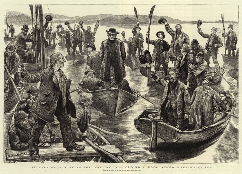 Studien aus dem Leben in Irland, Nr. X, eine Proklamationsversammlung auf See abhalten von Charles Paul Renouard