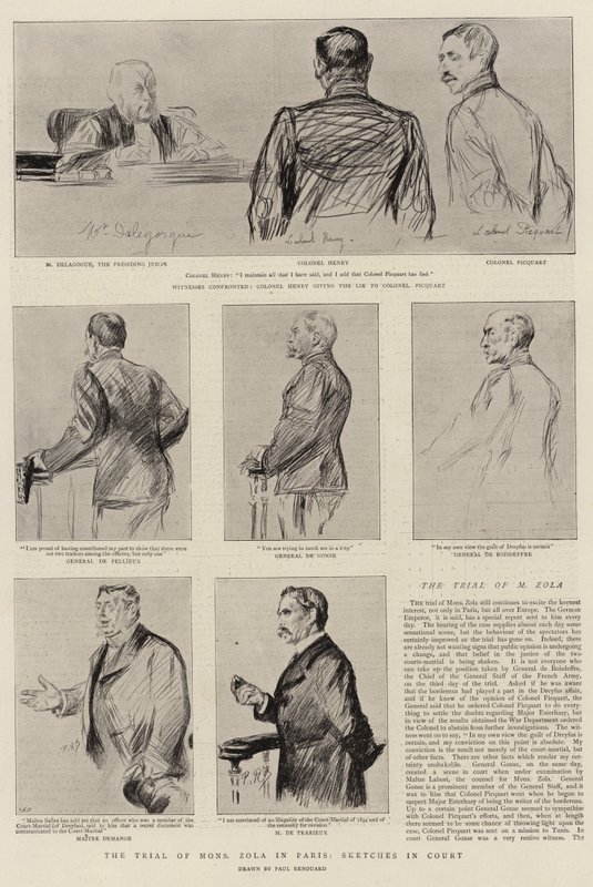 Der Prozess von Mons Zola in Paris, Skizzen im Gericht von Charles Paul Renouard