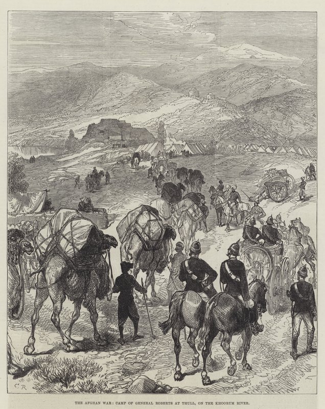 Der Afghanische Krieg, Lager von General Roberts in Thull, am Khoorum-Fluss von Sir John Charles Robinson