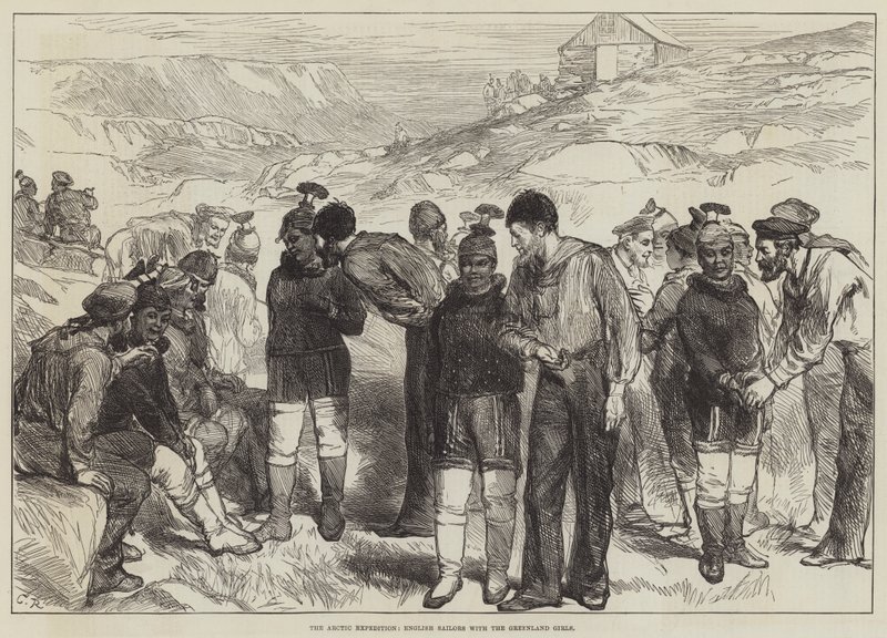 Die Arktisexpedition, englische Seeleute mit den Grönlandmädchen von Sir John Charles Robinson