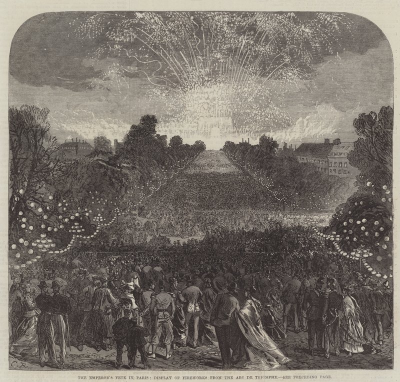 Das Fest des Kaisers in Paris, Feuerwerk vom Arc de Triomphe von Sir John Charles Robinson