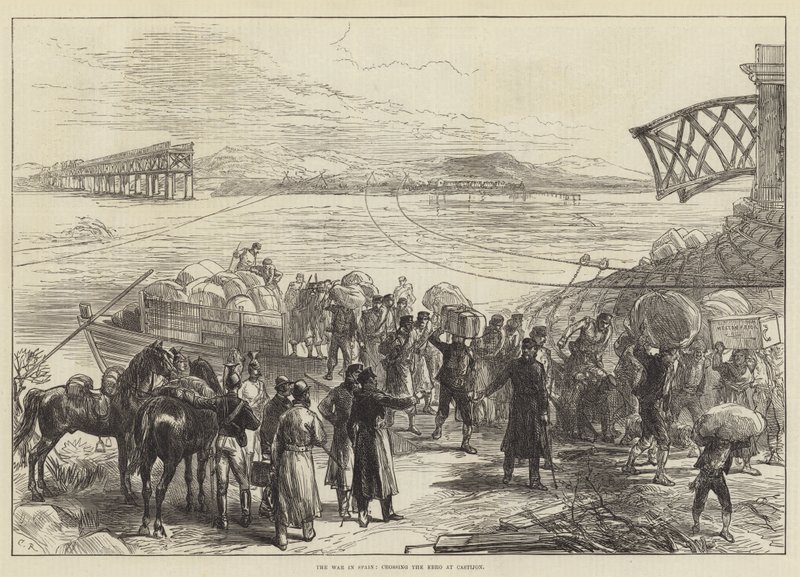 Der Krieg in Spanien, Überquerung des Ebro bei Castijon von Sir John Charles Robinson