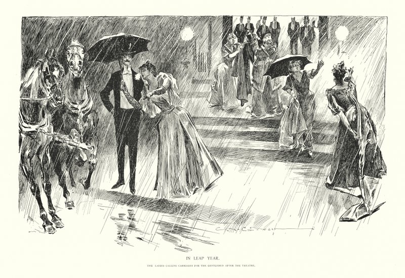 Im Schaltjahr (Lithographie) von Charles Dana Gibson