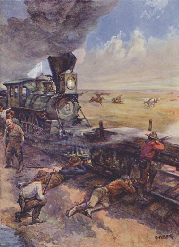 Eisenbahner wehren einen Angriff von Indianern ab von Christopher Clark