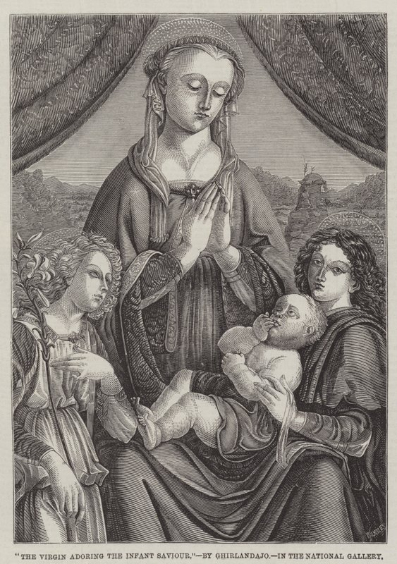 Die Jungfrau, die den Säugling Heiland anbetet von Domenico Ghirlandaio