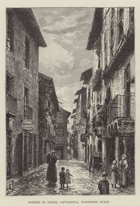 Straße in Urgel, Katalonien, Nordspanien von E. Jennings