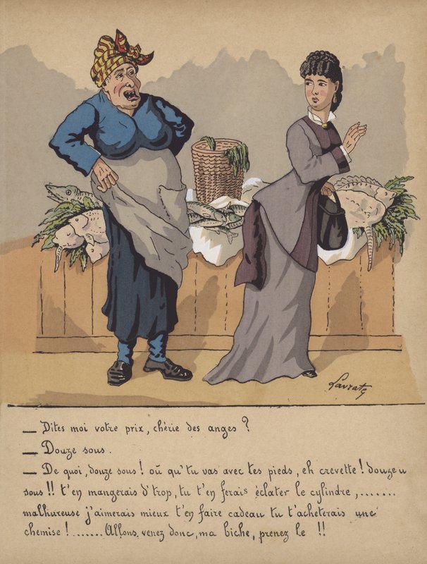 Gespräch an einem Fischstand von Edmond Lavrate