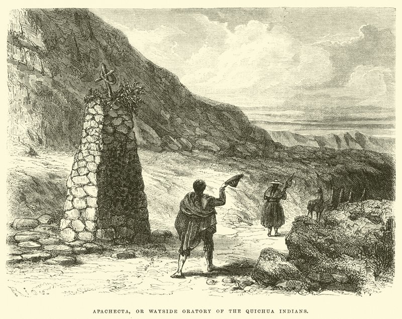 Apachecta, oder Wegesrand-Oratorium der Quichua-Indianer von Edouard Riou