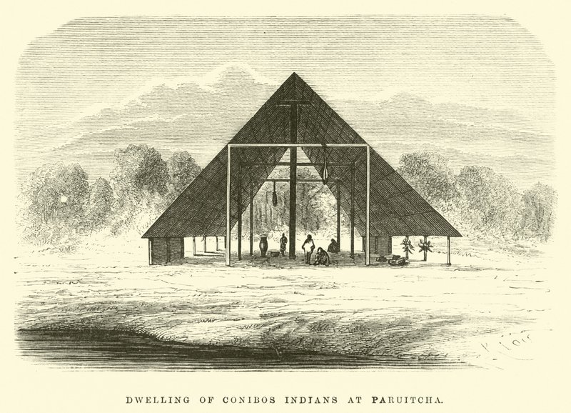Wohnung der Conibos-Indianer in Paruitcha von Edouard Riou