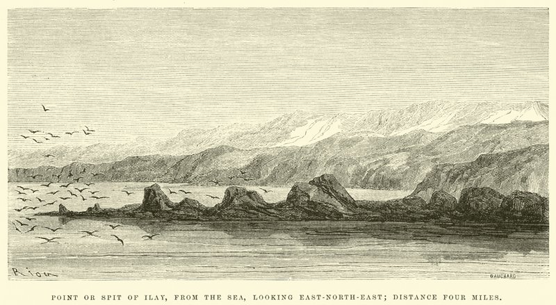 Landzunge von Ilay, vom Meer aus, Blick nach Ost-Nordost; Entfernung vier Meilen von Edouard Riou