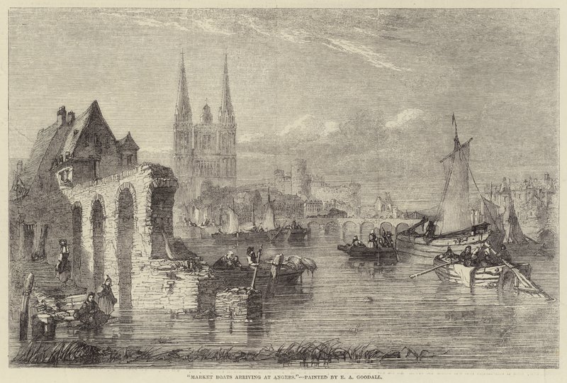 Marktboote, die in Angers ankommen von Edward Angelo Goodall