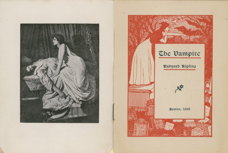 Frontispiz und Titelseite für Der Vampir von Rudyard Kipling von Edward Burne Jones
