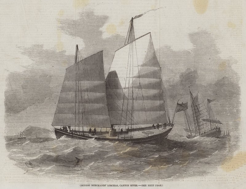 Chinesische Kaufmanns-Lorchas, Kanton-Fluss von Edwin Weedon