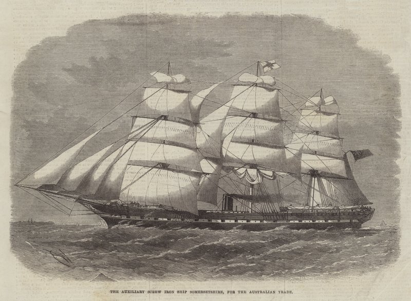 Das Hilfsschraubeneisenschiff Somersetshire für den australischen Handel von Edwin Weedon