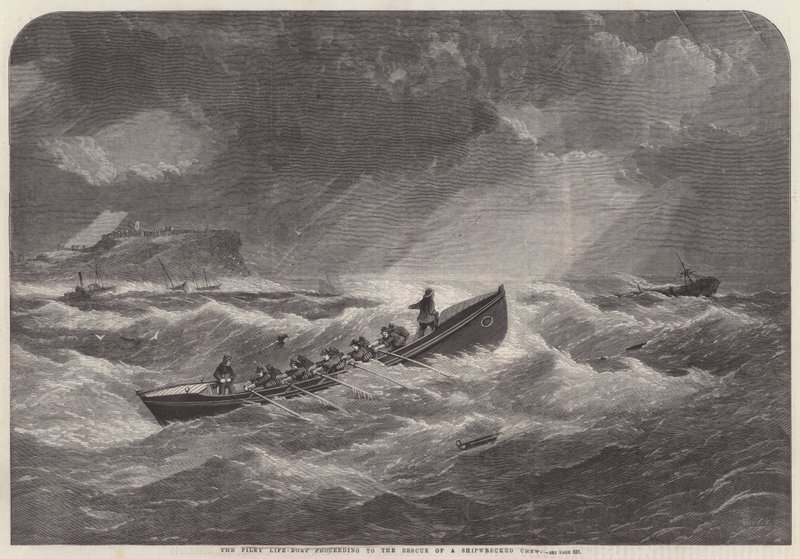 Das Filey-Rettungsboot auf dem Weg zur Rettung einer schiffbrüchigen Besatzung von Edwin Weedon