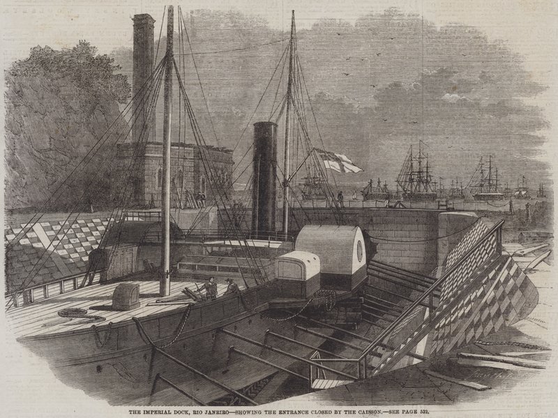 Das kaiserliche Dock, Rio Janeiro, zeigt den Eingang, der durch den Caisson geschlossen ist von Edwin Weedon