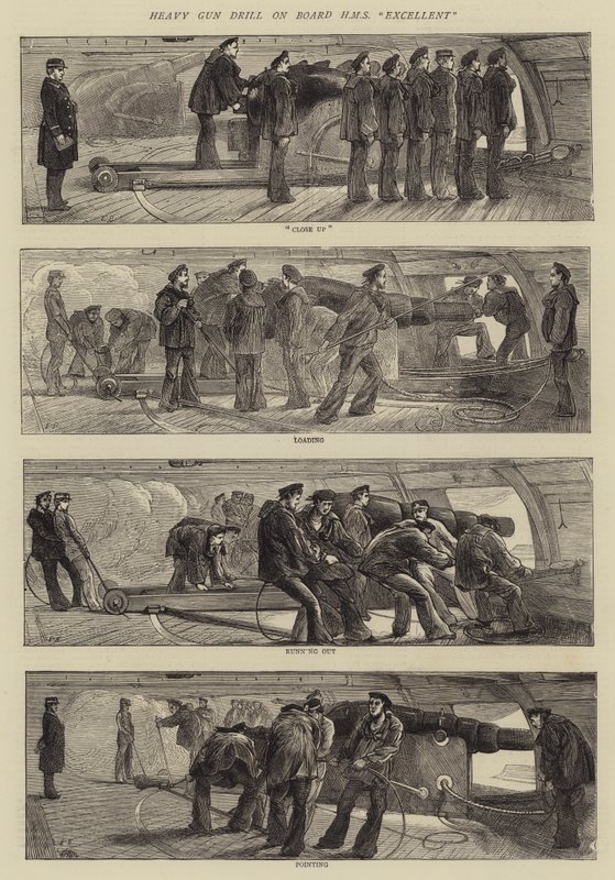 Schweres Geschütztraining an Bord der HMS Excellent von Edwin Buckman