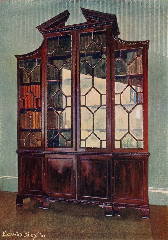 Geschnitzter Chippendale-Bibliotheksschrank von Edwin John Foley