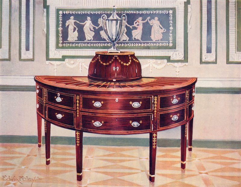 Halbrundes Mahagoni-Sideboard und Messerbox von Edwin John Foley