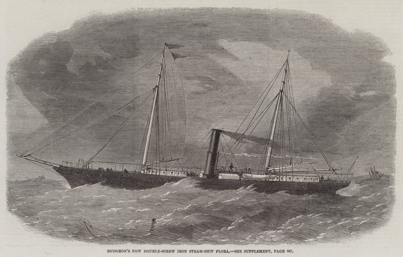 Dudgeons neues Doppelschrauben-Eisendampfschiff Flora von Edwin Weedon
