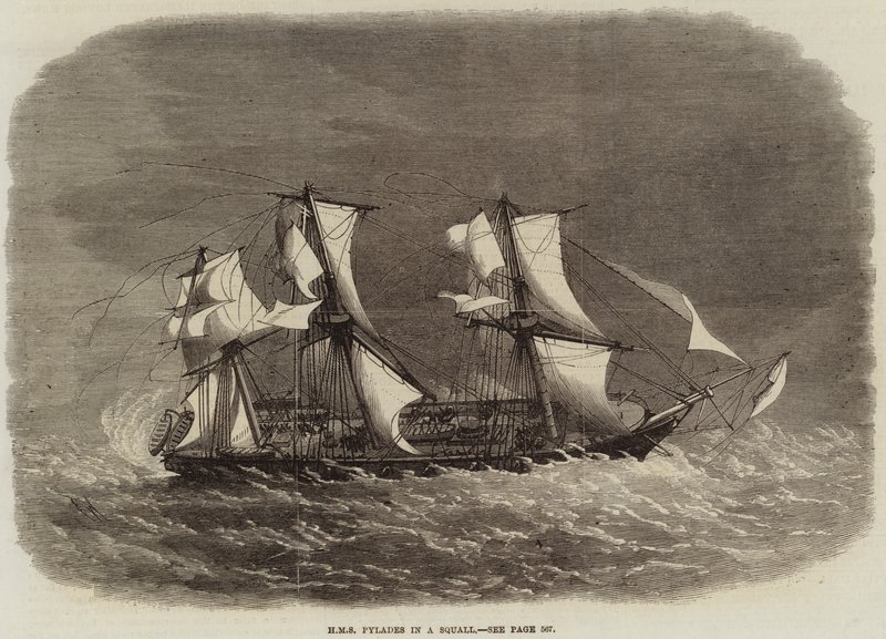 HMS Pylades in einem Sturm von Edwin Weedon