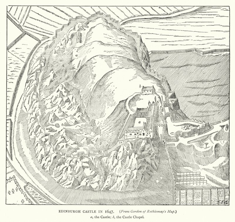 Edinburgh Castle im Jahr 1647 von English School